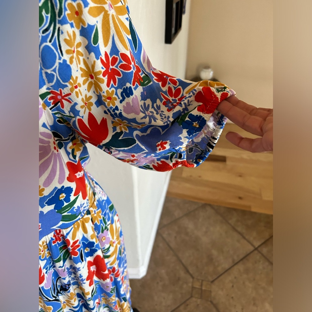 SUGARLIPS FLORAL PRINT DRESS (L); blue/red/lavendar/yellow - Picture 5 of 8